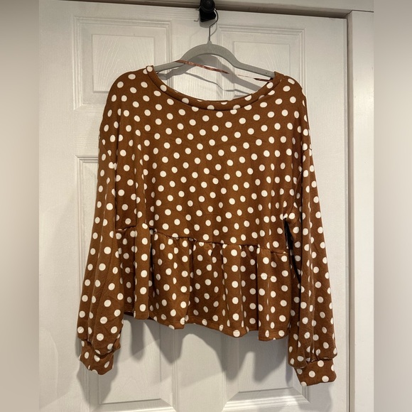 Jillian Harris Brown Polka Dot Peplum - Picture 4 of 6